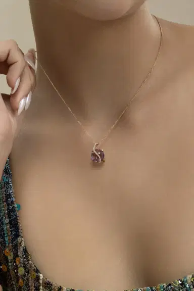 LISA NIK Amethyst Round De France Necklace | Thumbnail 3 LISA NIK Amethyst Round De France Necklace | Thumbnail 3