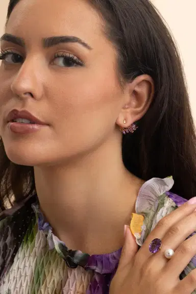 STEFERE Ametthyst Diamond Eventail Earrings | Thumbnail 2 STEFERE Ametthyst Diamond Eventail Earrings | Thumbnail 2