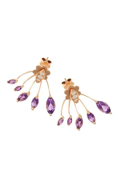 STEFERE Ametthyst Diamond Eventail Earrings | Thumbnail 1 STEFERE Ametthyst Diamond Eventail Earrings | Thumbnail 1