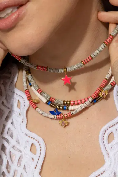 HIJAS DE PUKA Ania Pink Enamel Star Necklace | Thumbnail 3