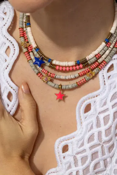 HIJAS DE PUKA Ania Pink Enamel Star Necklace | Thumbnail 4