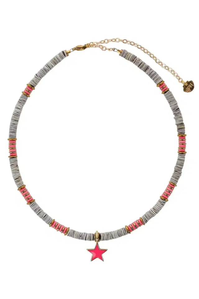 Ania Pink Enamel Star Necklace