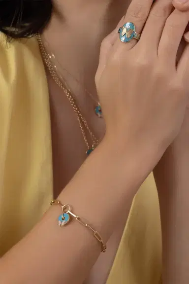 Foundrae Aqua Butterfly Classic Fob Bracelet - Reverie | Thumbnail 2