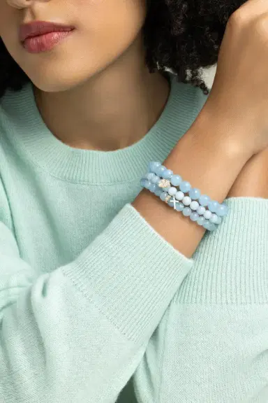 Sydney Evan Aquamarine Diamond Disc Beaded Bracelet | Thumbnail 2
