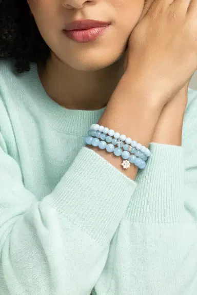 Sydney Evan Aquamarine Diamond Disc Beaded Bracelet | Thumbnail 3