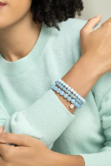 Sydney Evan Aquamarine Diamond Disc Beaded Bracelet | Thumbnail 4