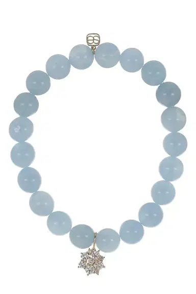 Sydney Evan Aquamarine Diamond Disc Beaded Bracelet | Thumbnail 1