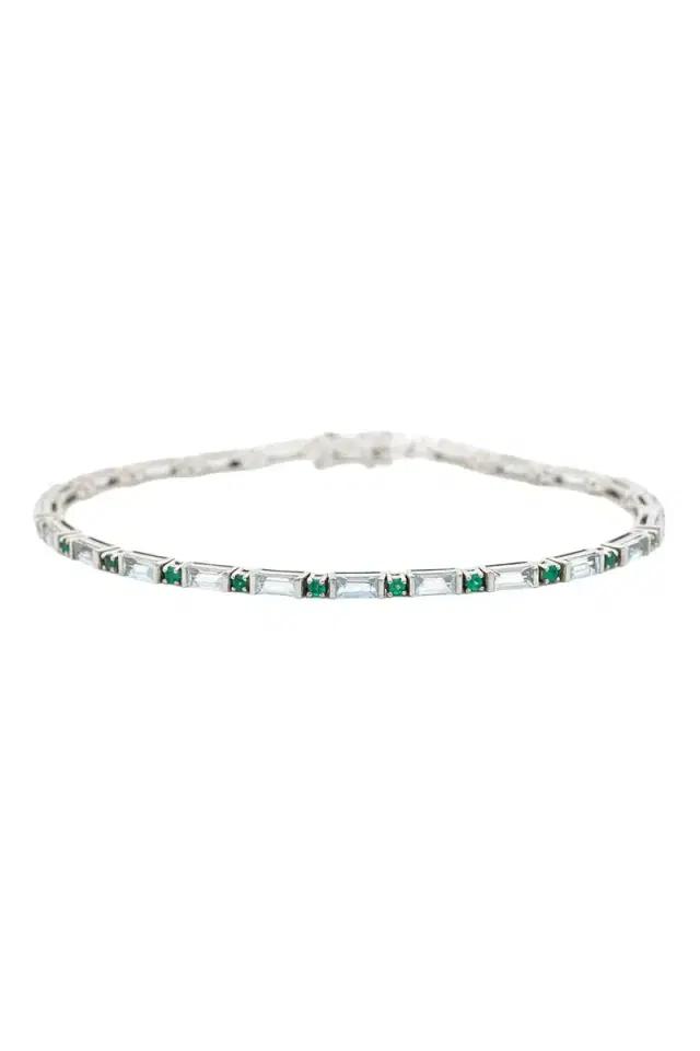 YI COLLECTION Aquamarine Emerald Spring Bracelet