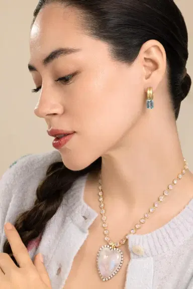 IRENE NEUWIRTH JEWELRY Aquamarine Heroic Double Huggie Earrings | Thumbnail 2