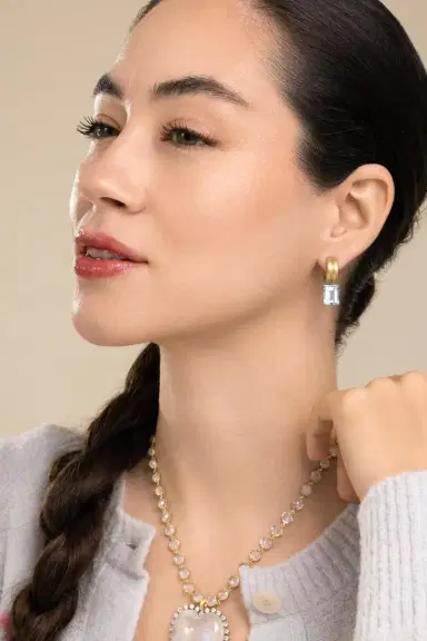 IRENE NEUWIRTH JEWELRY Aquamarine Heroic Double Huggie Earrings | Thumbnail 3