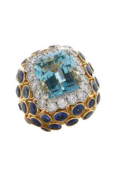 DAVID WEBB Aquamarine Sapphire Couture Tiered Ring | Thumbnail 1