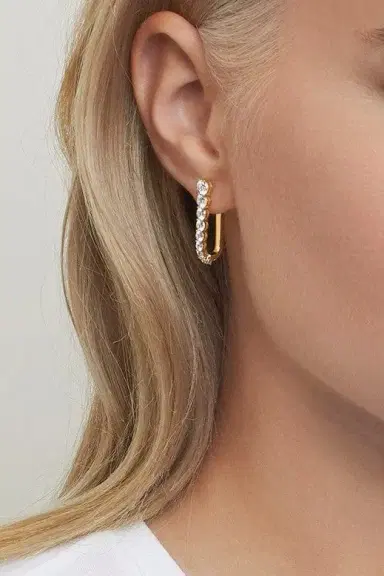 Melissa Kaye Aria Diamond U Hoop Earrings - White Gold | Thumbnail 2