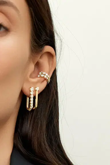 Melissa Kaye Aria U Hoop Full Diamond Earrings | Thumbnail 2