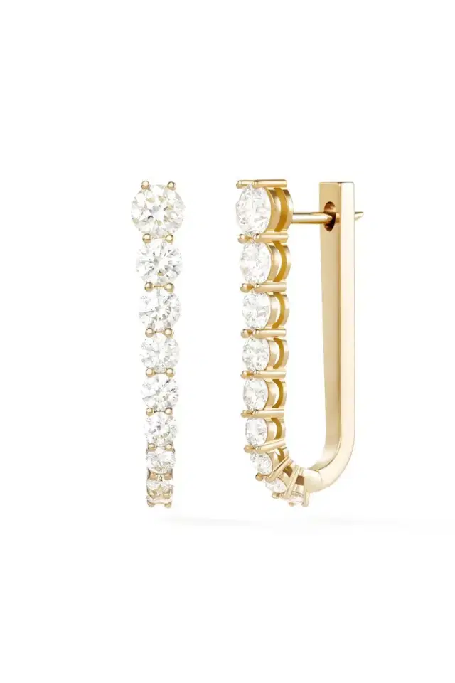 Melissa Kaye Aria U Hoop Full Diamond Earrings