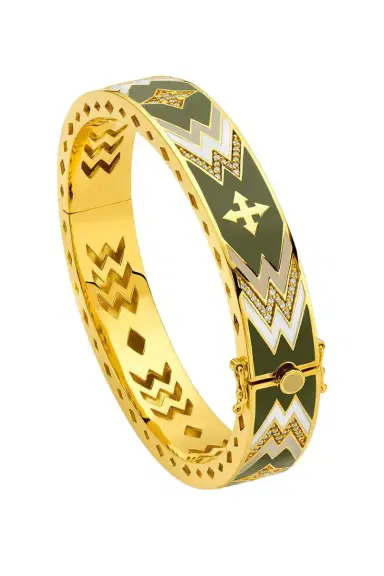 BUDDHA MAMA Army Green Cross Bangle Bracelet | Thumbnail 1