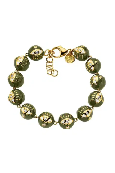 BUDDHA MAMA Army Green Evil Eye Bracelet - 12mm | Thumbnail 1