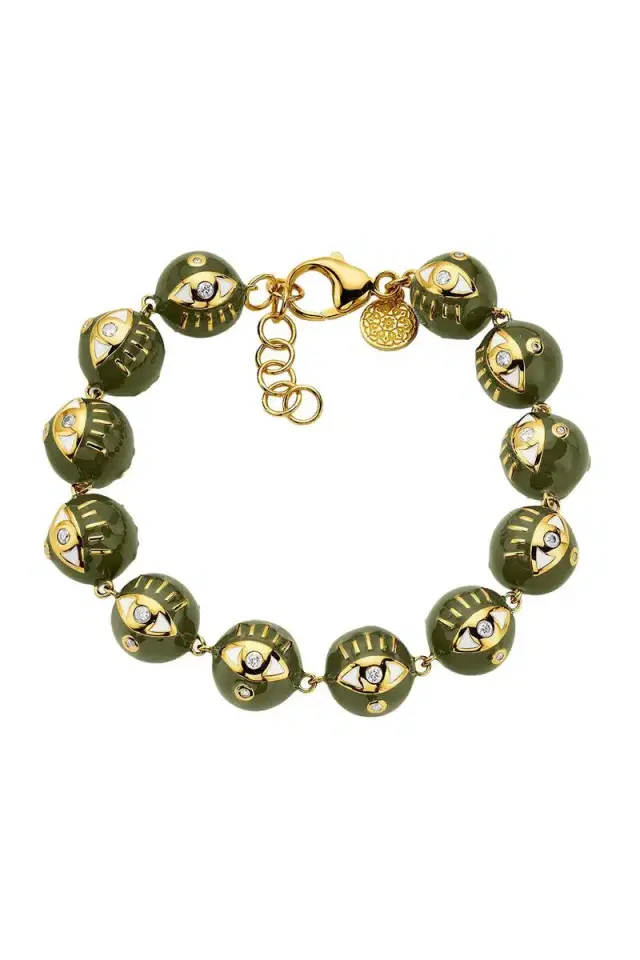 BUDDHA MAMA Army Green Evil Eye Bracelet - 12mm
