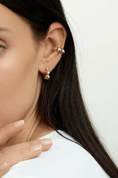 Melissa Kaye Audrey Diamond Huggie Hoop Earrings | Thumbnail 2
