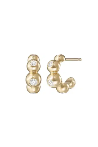 Melissa Kaye Audrey Diamond Huggie Hoop Earrings | Thumbnail 1