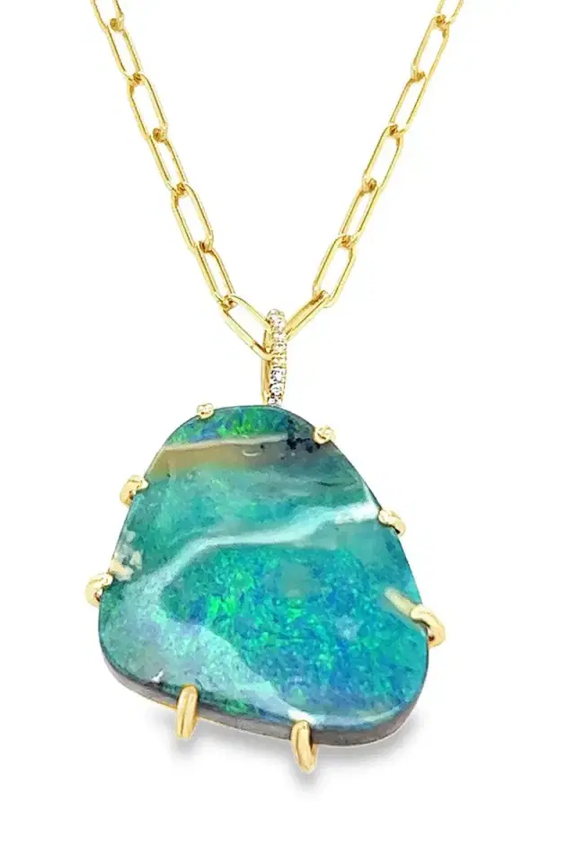 Australian Boulder Opal Diamond Necklace