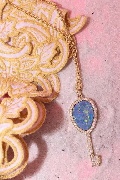 Jacquie Aiche Australian Opal Diamond Key Charm | Thumbnail 3
