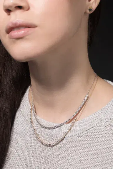 DANA REBECCA DESIGNS Ava Bea Diamond Tennis Rose Gold Necklace | Thumbnail 2