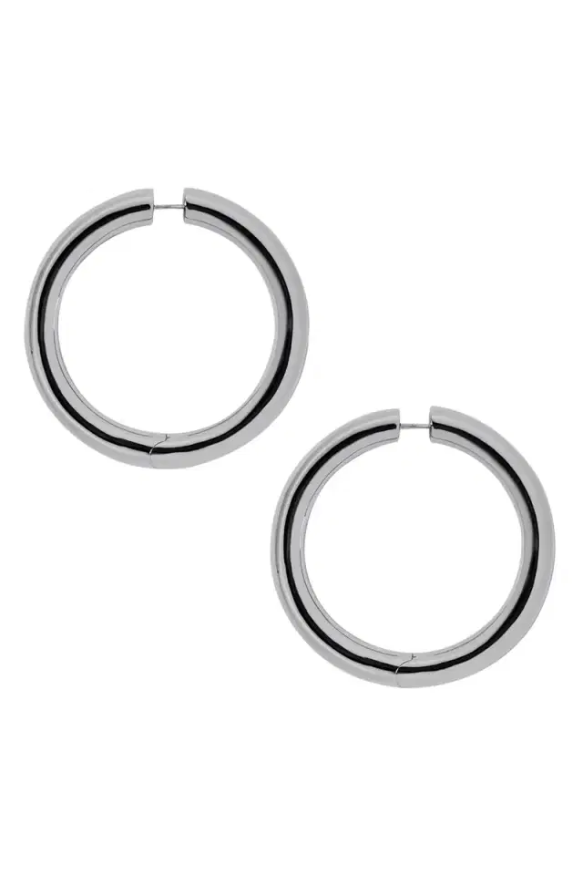 Jennifer Fisher Baby Samira Hinged Hoop Earrings - Silver - 1.5in
