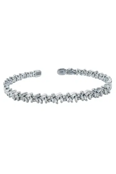 Suzanne Kalan Baguette Diamond Bangle - White Gold | Thumbnail 1 Suzanne Kalan Baguette Diamond Bangle - White Gold | Thumbnail 1