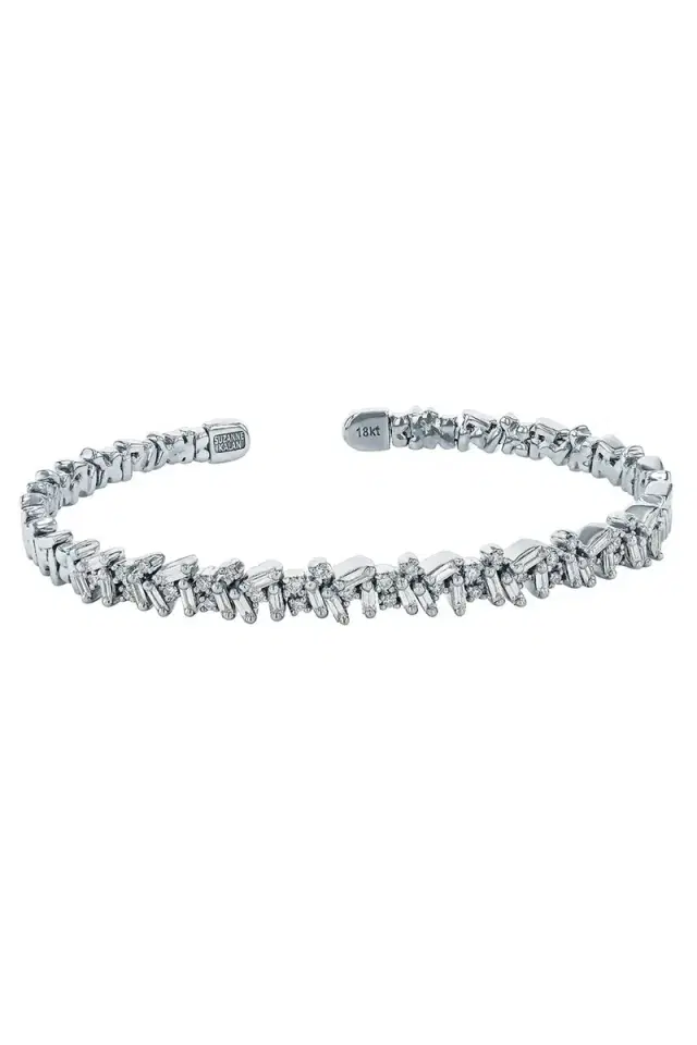 Suzanne Kalan Baguette Diamond Bangle - White Gold