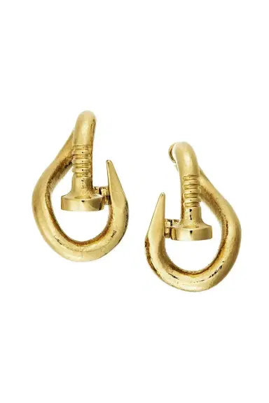 DAVID WEBB Bent Nail Hammered Earrings | Thumbnail 1