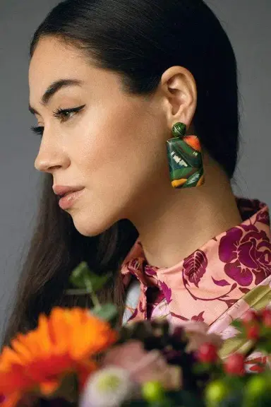 Silvia Furmanovich Bird of Paradise Marquetry Earrings | Thumbnail 3