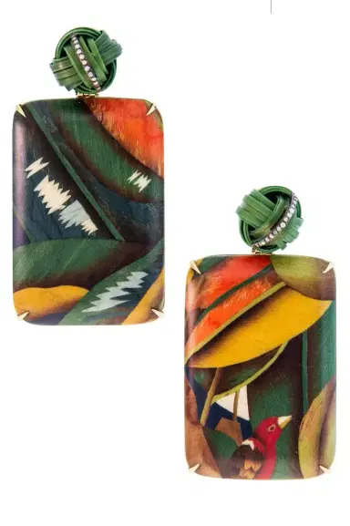 Silvia Furmanovich Bird of Paradise Marquetry Earrings | Thumbnail 1