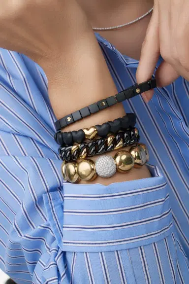 ROBERTO DEMEGLIO Black Ceramic Groumette Bracelet | Thumbnail 2