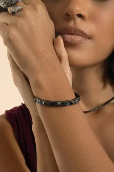 STEFERE Black Diamond Spike Bangle Bracelet | Thumbnail 2