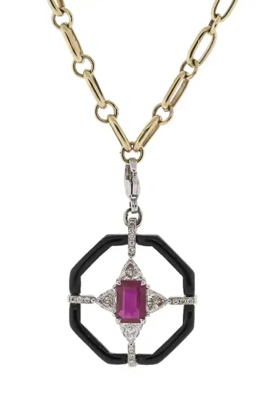 GEMFIELDS X MUSE Black Enamel Pendant | Thumbnail 1