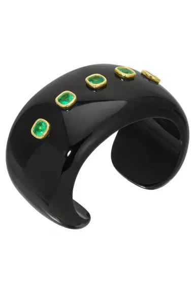 Octavia Elizabeth Black Jade Emerald Cuff Bracelet | Thumbnail 4 Octavia Elizabeth Black Jade Emerald Cuff Bracelet | Thumbnail 4
