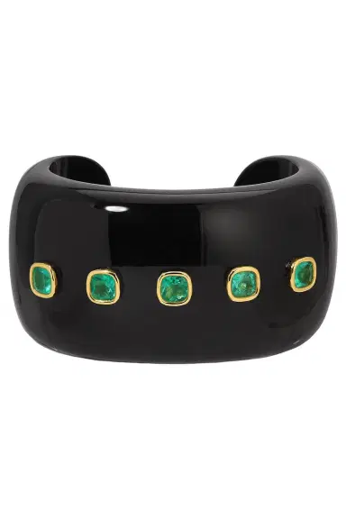 Octavia Elizabeth Black Jade Emerald Cuff Bracelet | Thumbnail 1 Octavia Elizabeth Black Jade Emerald Cuff Bracelet | Thumbnail 1