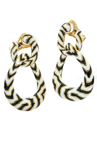 DAVID WEBB Black White Zebra Stripe Double Hoop Earrings | Thumbnail 1 DAVID WEBB Black White Zebra Stripe Double Hoop Earrings | Thumbnail 1