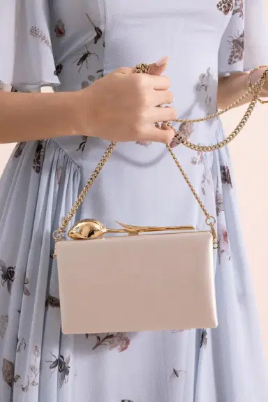 Erdem Bloom Clutch - Champagne Satin | Thumbnail 2 Erdem Bloom Clutch - Champagne Satin | Thumbnail 2