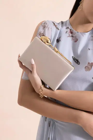 Erdem Bloom Clutch - Champagne Satin | Thumbnail 3 Erdem Bloom Clutch - Champagne Satin | Thumbnail 3