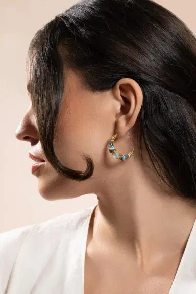 Gas Bijoux Blue Aloha Mini Hoop Earrings | Thumbnail 3 Gas Bijoux Blue Aloha Mini Hoop Earrings | Thumbnail 3