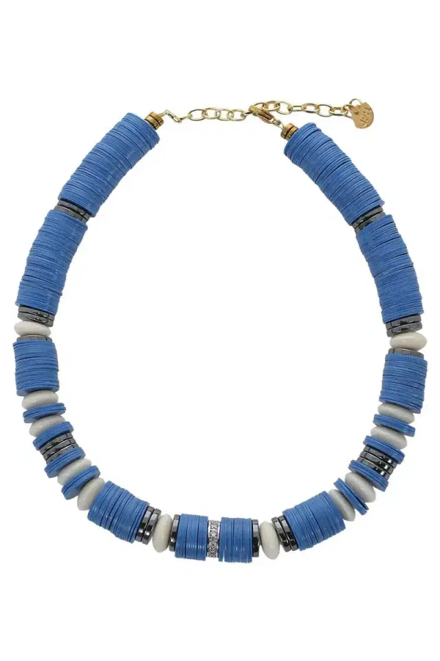 Blue Black Rondelle Necklace