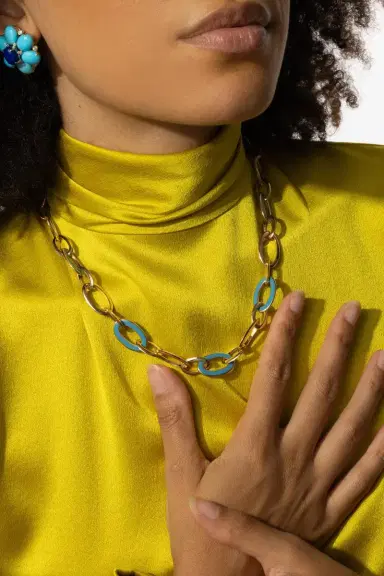 ALETTO BROTHERS Blue Enamel Capri Chain Necklace | Thumbnail 2 ALETTO BROTHERS Blue Enamel Capri Chain Necklace | Thumbnail 2