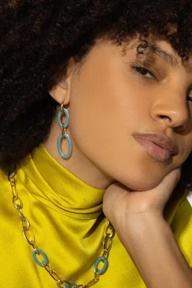 ALETTO BROTHERS Blue Enamel Capri Earrings | Thumbnail 2 ALETTO BROTHERS Blue Enamel Capri Earrings | Thumbnail 2