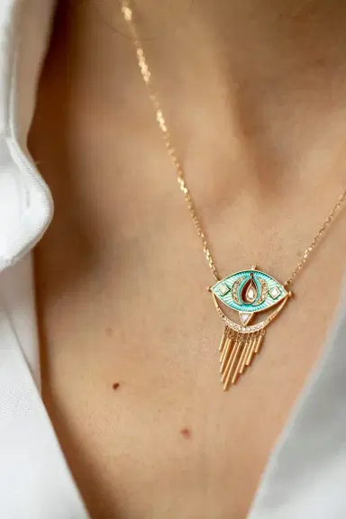 CELINE DAOUST Blue Green Enamel Eye Necklace | Thumbnail 2 CELINE DAOUST Blue Green Enamel Eye Necklace | Thumbnail 2