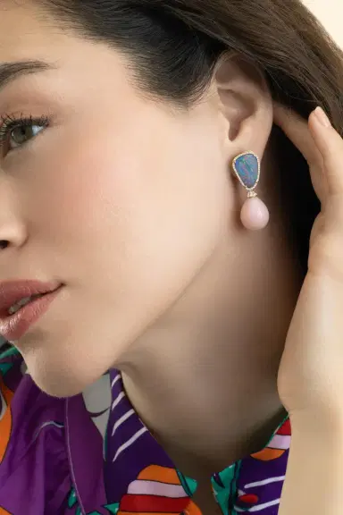 GOSHWARA Blue Pink Opal G-One Drop Earrings | Thumbnail 4 GOSHWARA Blue Pink Opal G-One Drop Earrings | Thumbnail 4