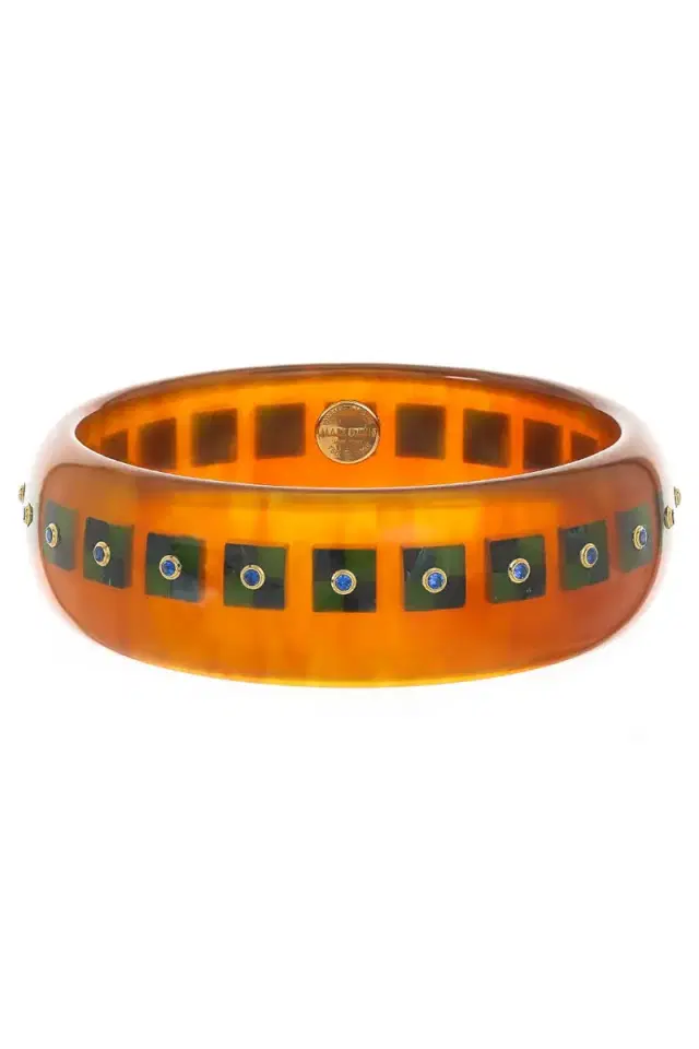 MARK DAVIS Blue Sapphire Brown Bakelite Bangle
