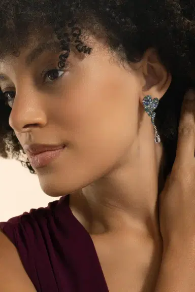 STEFERE Blue Sapphire Diamond Garnet Drop Earrings | Thumbnail 2 STEFERE Blue Sapphire Diamond Garnet Drop Earrings | Thumbnail 2