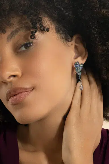 STEFERE Blue Sapphire Diamond Garnet Drop Earrings | Thumbnail 4 STEFERE Blue Sapphire Diamond Garnet Drop Earrings | Thumbnail 4