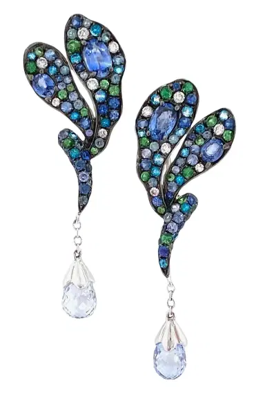 STEFERE Blue Sapphire Diamond Garnet Drop Earrings | Thumbnail 1 STEFERE Blue Sapphire Diamond Garnet Drop Earrings | Thumbnail 1